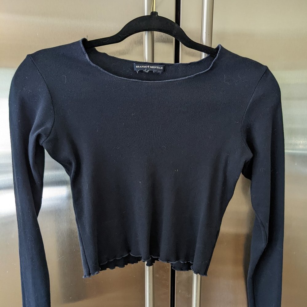 Brandy Melville black ribbed long-sleeve shirt